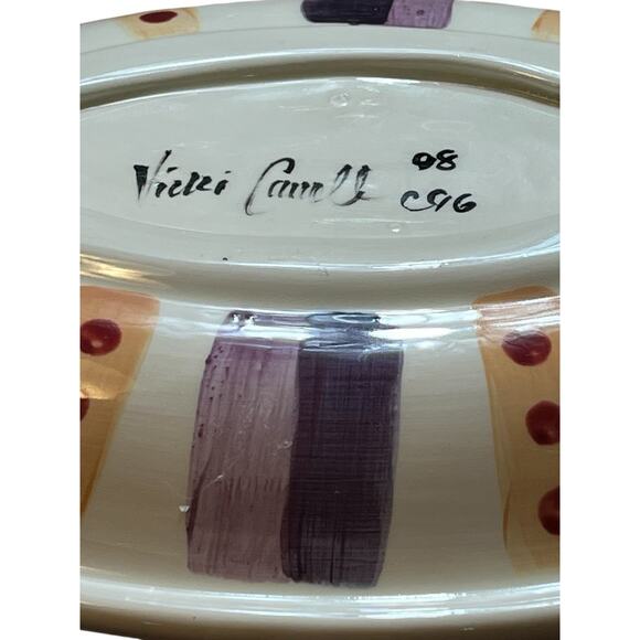 Vintage Vicki Carroll Oval Serving Pottery Platter Hand Painted & Signed 1996 - Picture 5 of 6